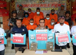 Sebulan Polresta Denpasar Amankan 32 Tersangka, Sita 2 Kg Ganja dan 2 Ribu Pil Koplo