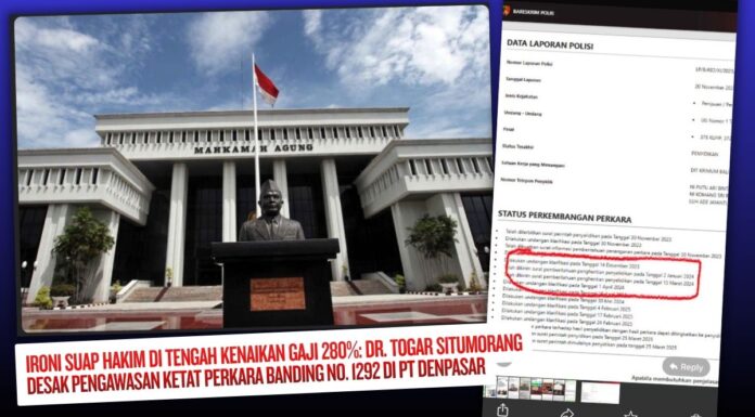 Ironi Suap Hakim di Tengah Kenaikan Gaji 280%: Dr. Togar Situmorang Desak Pengawasan Ketat Perkara Banding di PT Denpasar