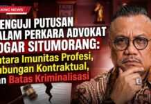 MENGUJI PUTUSAN DALAM PERKARA ADVOKAT TOGAR SITUMORANG: Antara Imunitas Profesi, Hubungan Kontraktual, dan Batas Kriminalisasi